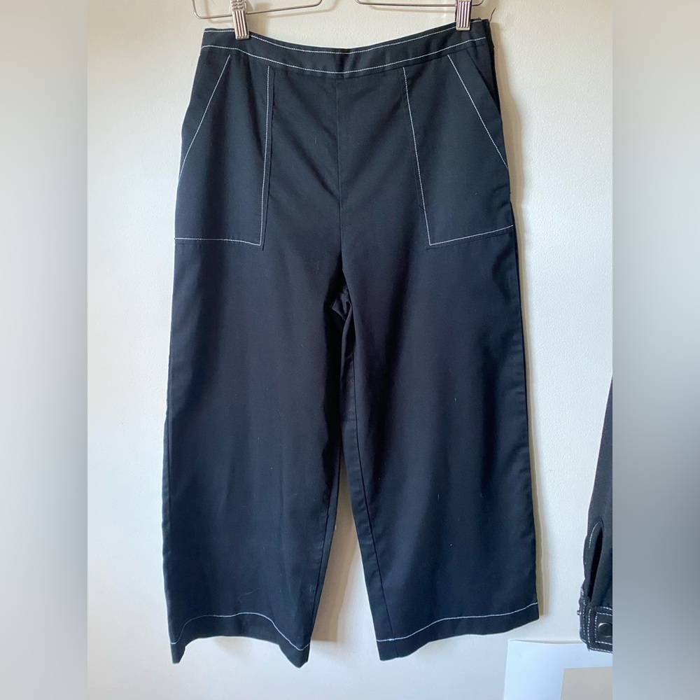 High waisted cropped wide leg pants